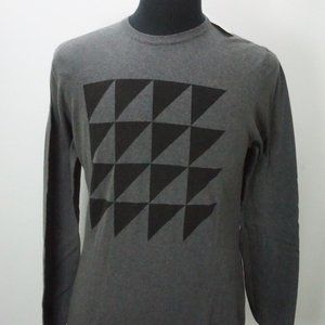 Eidos Gray Black Patterned Crewneck Cashmere Blend Sweater Sz M BRAND NEW